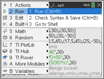 Calculator menu screen